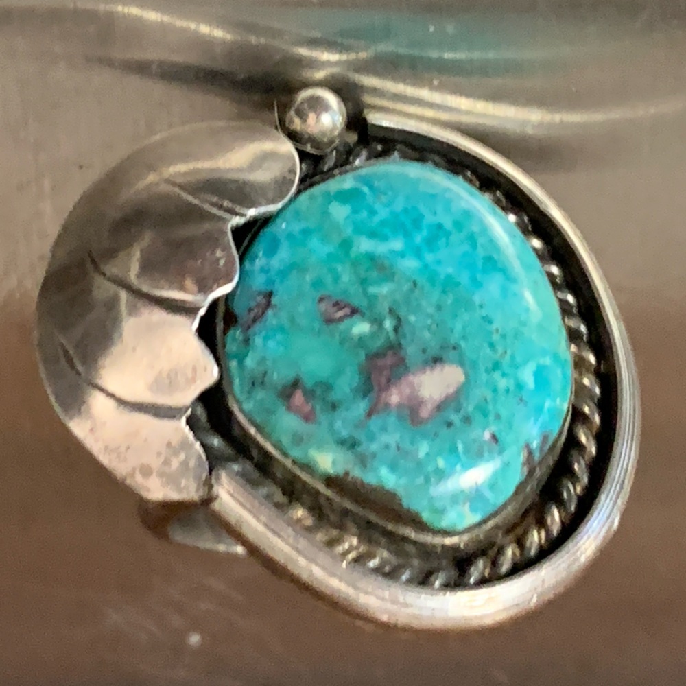 Vintage Native Turquoise Ring with Pink